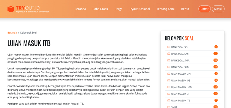 Siap Hadapi Ujian Masuk ITB? Latihan Soal Lengkap dan Pembahasan Ada di TRYOUT.ID!